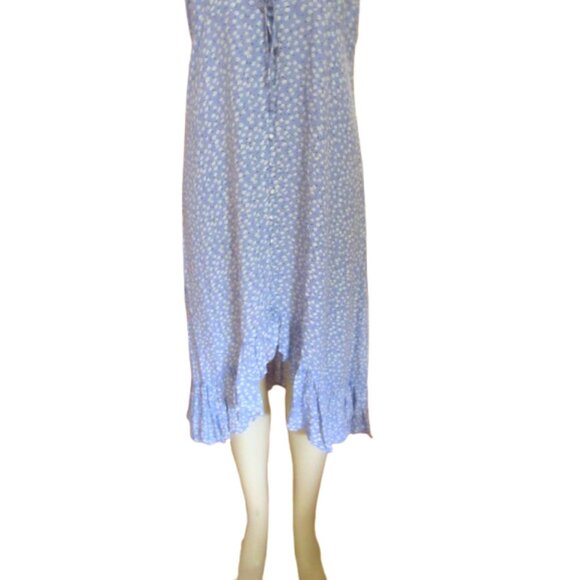Rails Frida Midi High-Low Ruffle Sky Blue Daisies Dress L - Picture 2 of 7